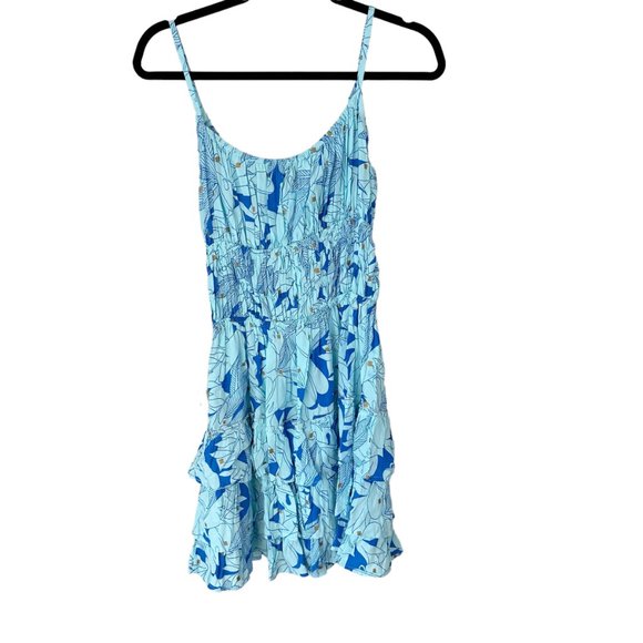 NWT Lusana Lindi Dress Aquamarine Size S, L Blue Gold Mini - Picture 8 of 8